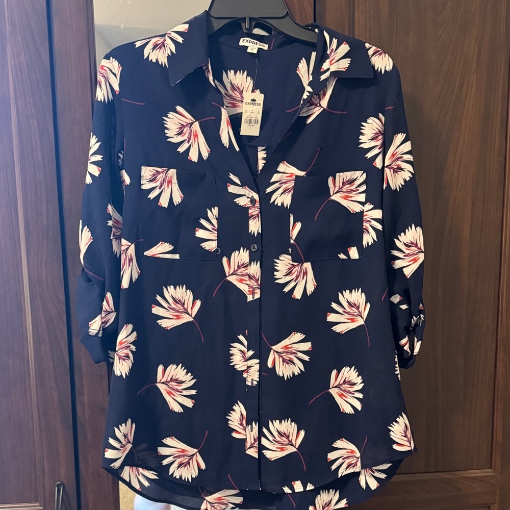 Navy Floral Women's Top